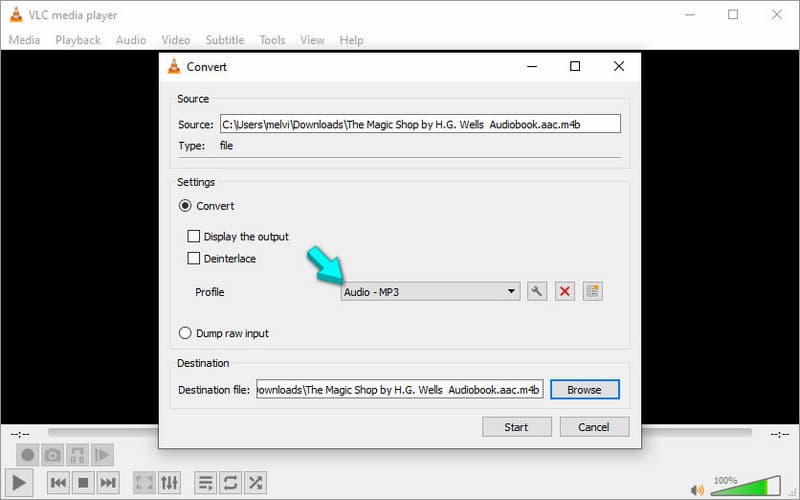Start M4B Conversion In Vlc Media Player