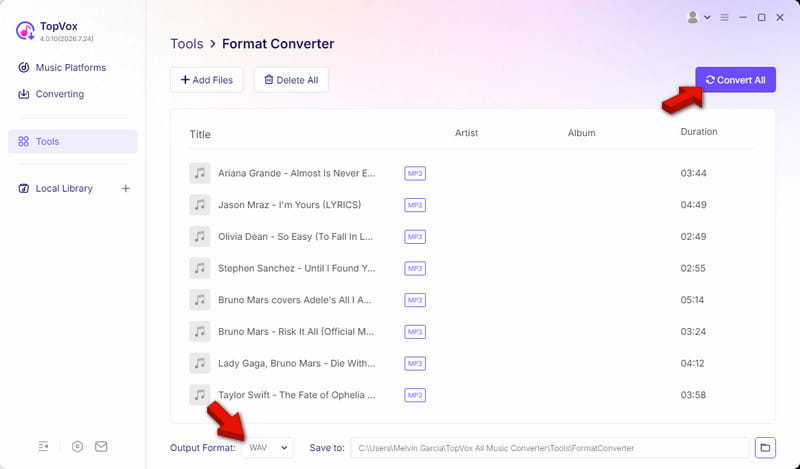 Set Wav As Output And Convert In Topvox
