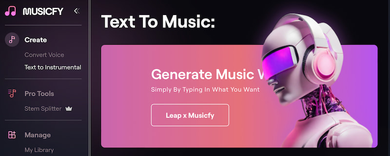 Misicfy Ai Text to Instrument Button