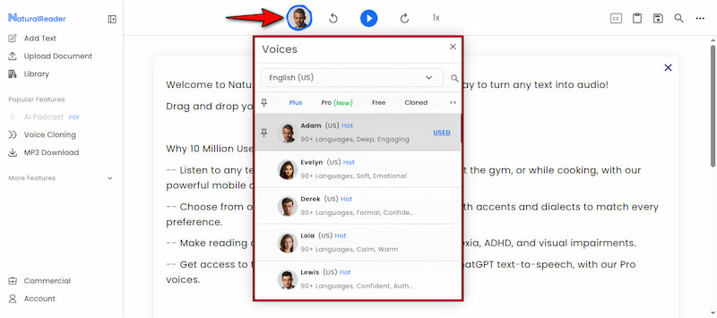 Select Voice And Adjust Speed