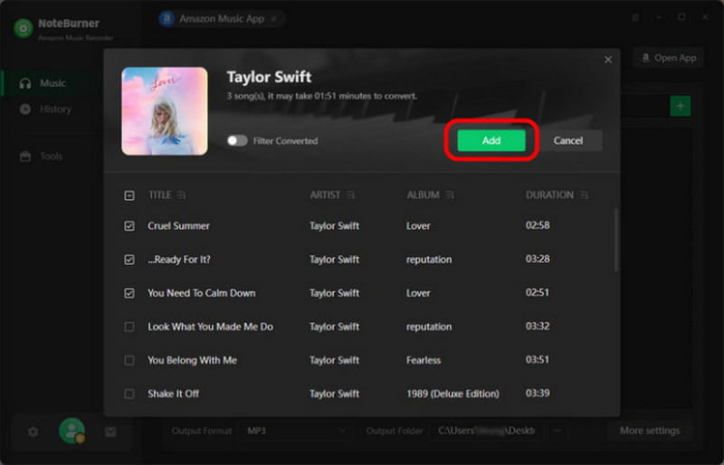 Add Amazon Music Track in Noteburner