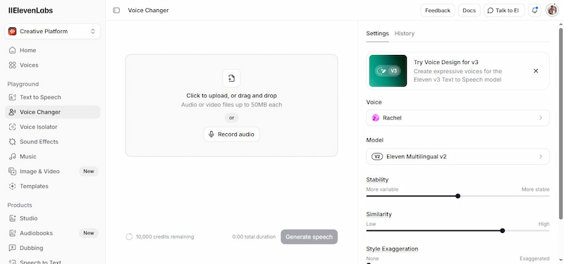 Elevenlabs Voice Changer