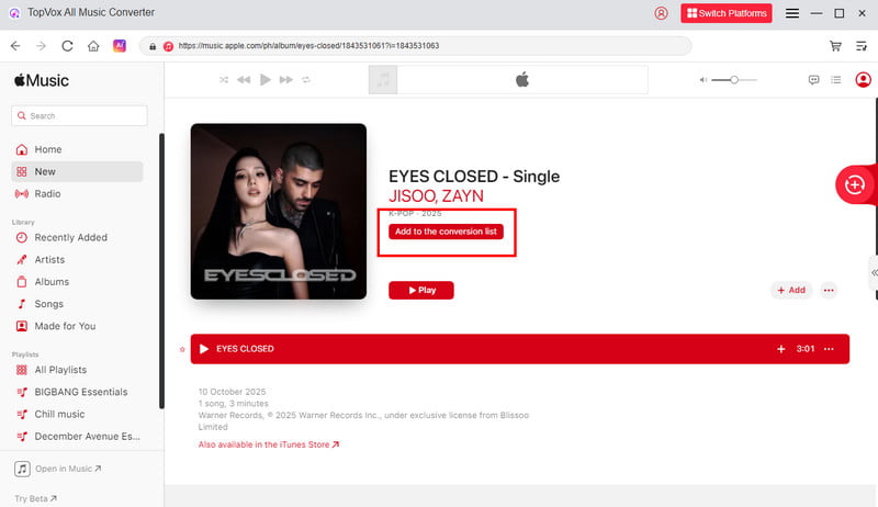 Add To The Conversion List Function Topvox