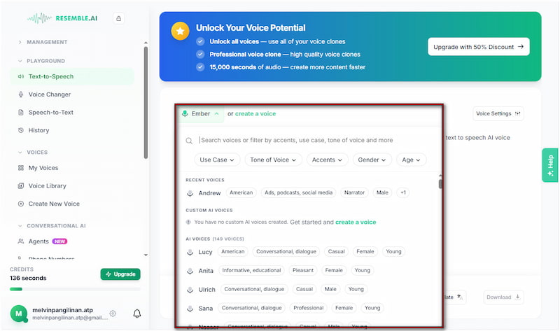 Select Voice AndC Customize