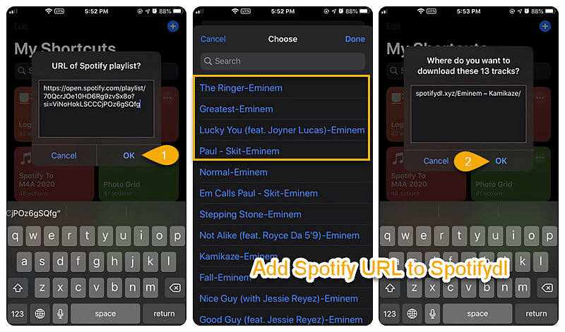 Paste Spotify Playlist Shortcuts