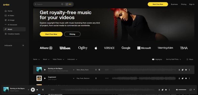 Artlist Royalty Free Music