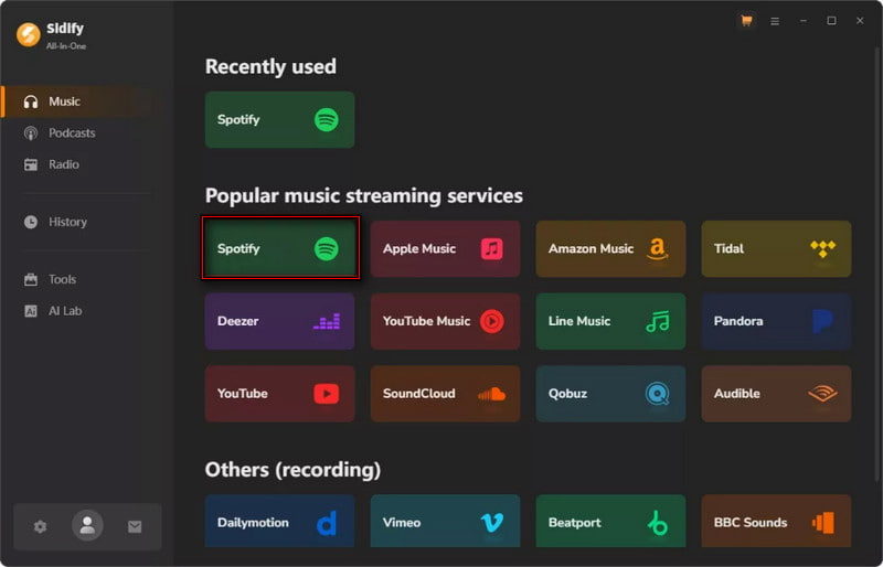 Choose Spotify And Log in