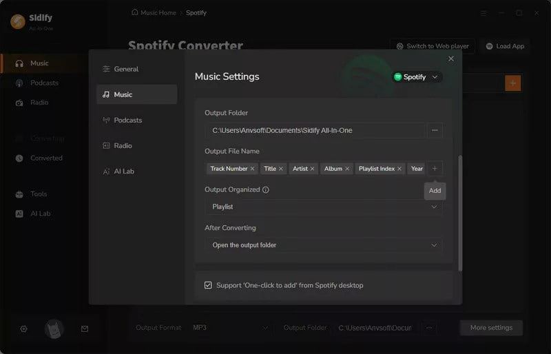 Configure Output Settings