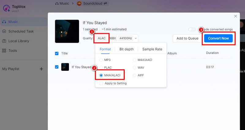 Convert SoundCloud To M4A Topvox