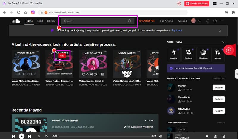 Search Add Button Topvox