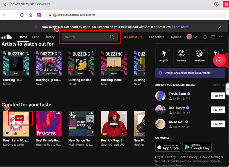 Search Add Button Topvox