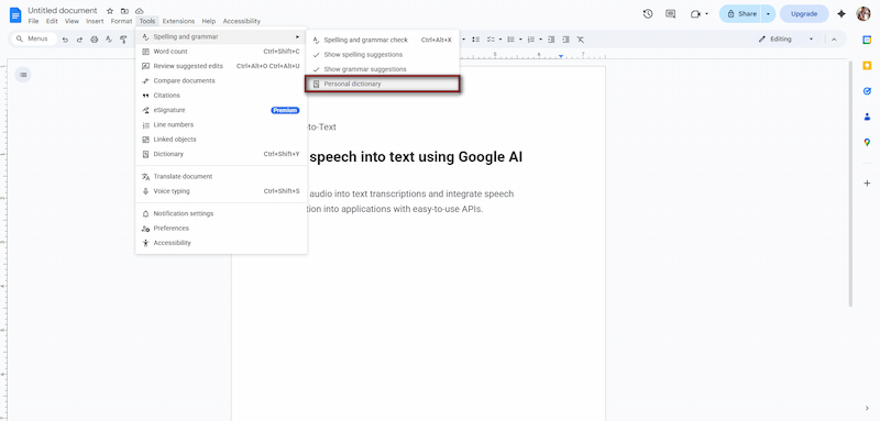 Add terms in personal dictionary