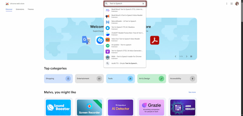 Install tts extension