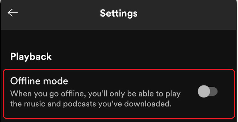 Spotify Setting Offline Mode