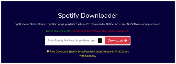 Spotifymp3downloader.com Interface