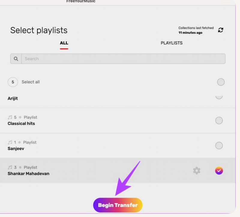 Free Your Music Start Transfering