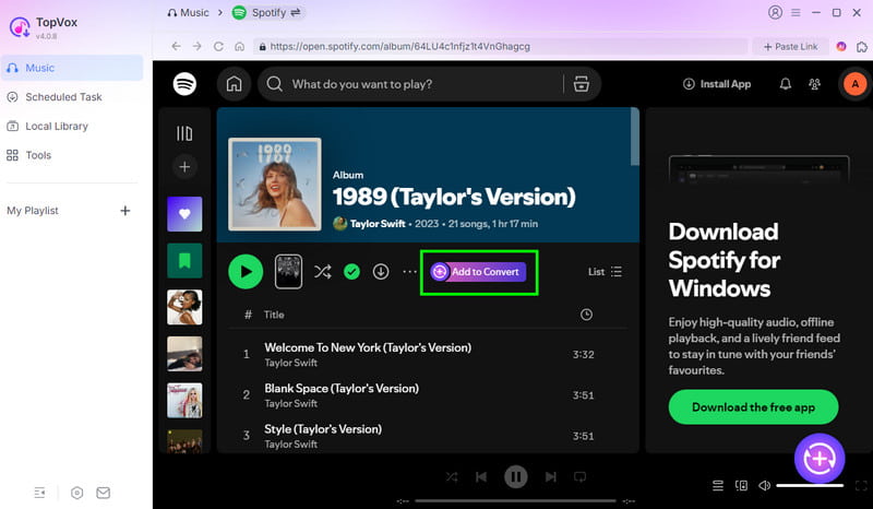 Migrate Spotify Playlist Using Topvox