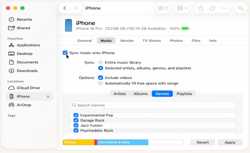 Finder Select Genre And Apply