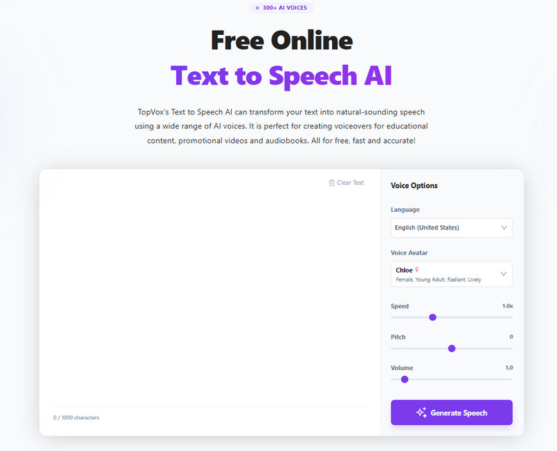 Topvox Text to Speech Online
