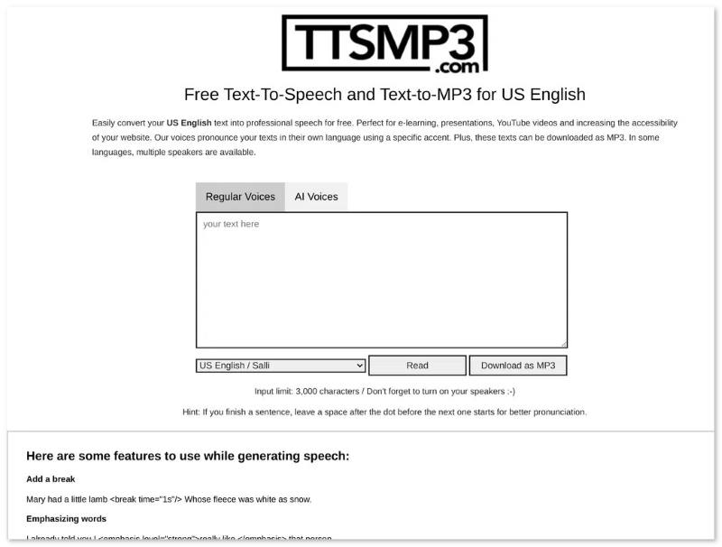 TTsmp3 Text to Speech