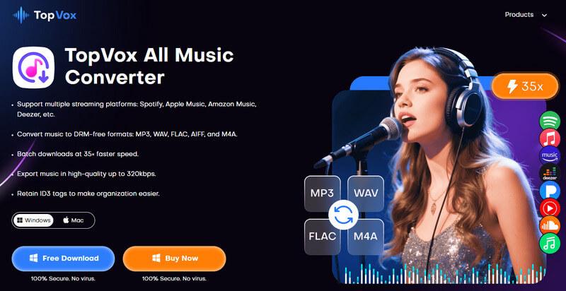 Topvox All Music Converter Interface
