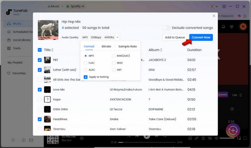 Configure Settings And Convert in Tunefab