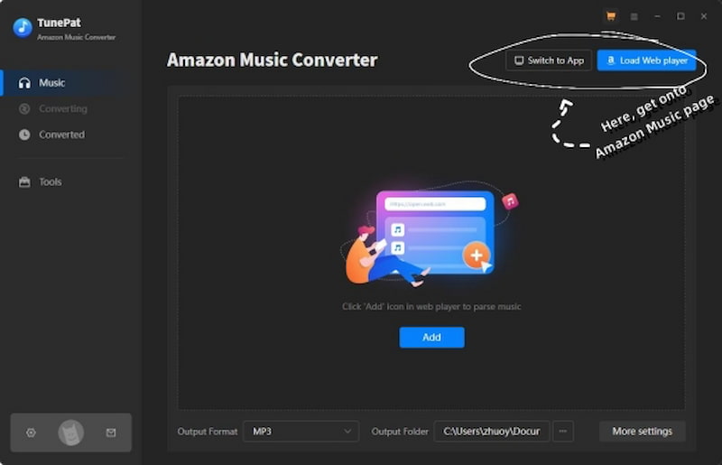 Tunepat Amazon Mausic Converter Add Button