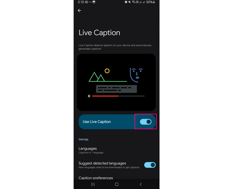 Turn Off Live Caption Pause Close