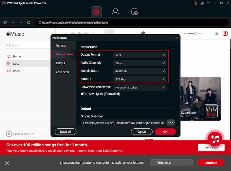 Customize Output Settings
