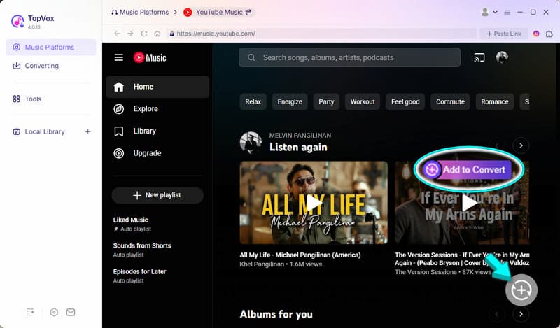 Add Music For Conversion In Topvox All Music Converter