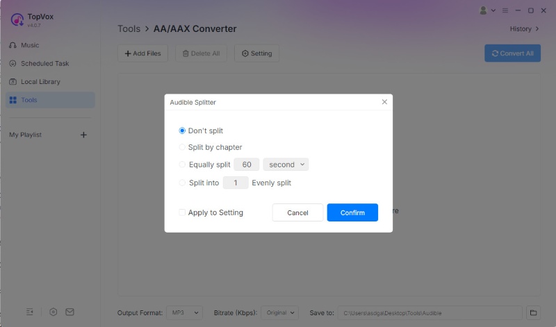 Adjust Audiobook Output Settings