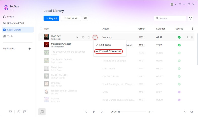 Choose File from Local Library