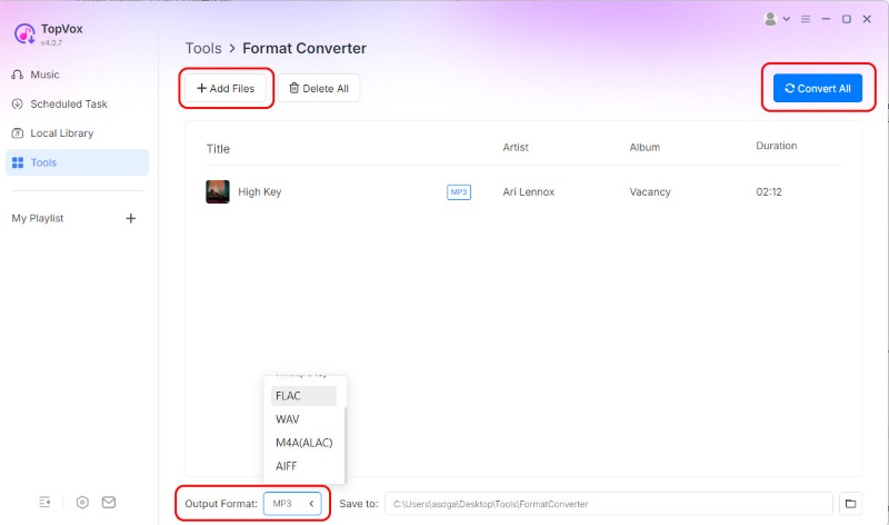 Format Converter Output Audio Files