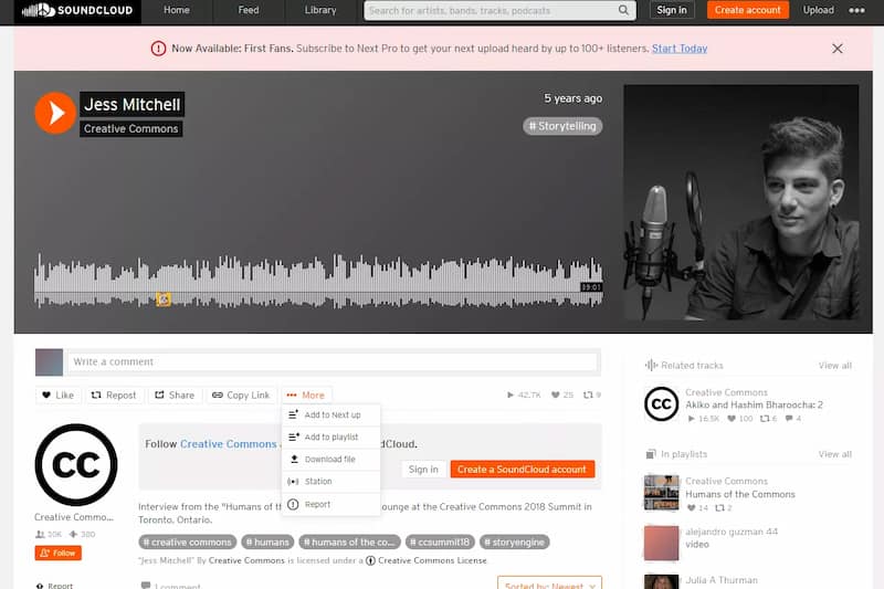 Soundcloud Interface