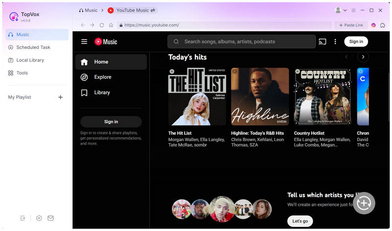 Topvox All Music Converter Yt Music Interface