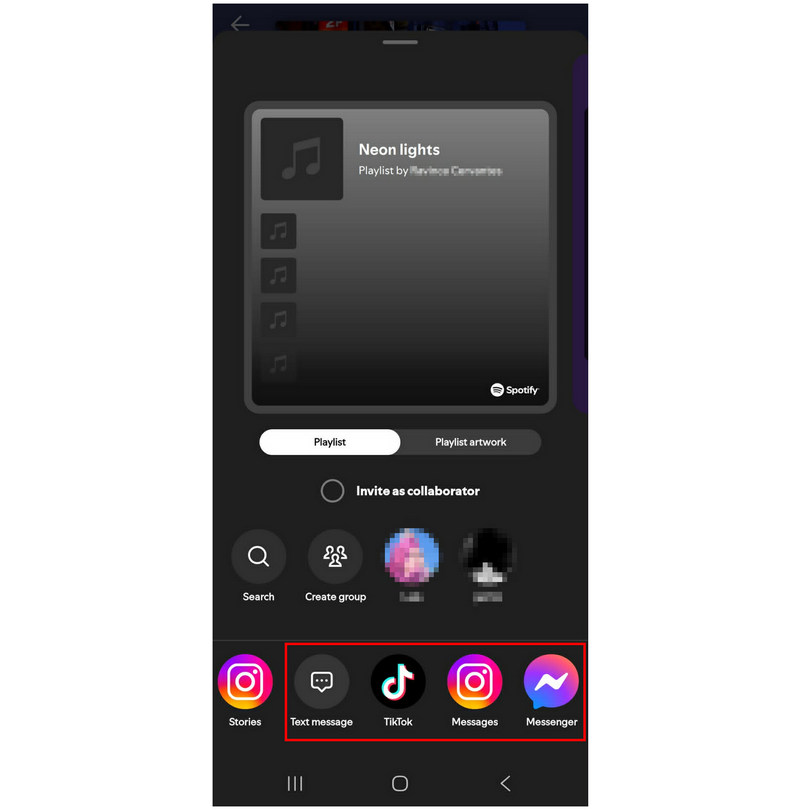 Spotify Messaging Available Apps