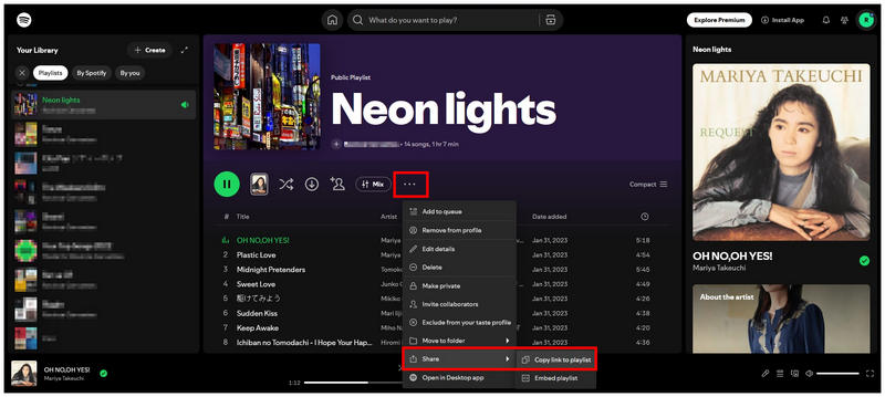 Spotify Share Link Share Option