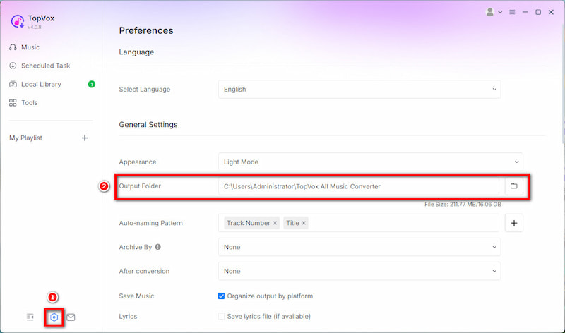 Choose Output Folder