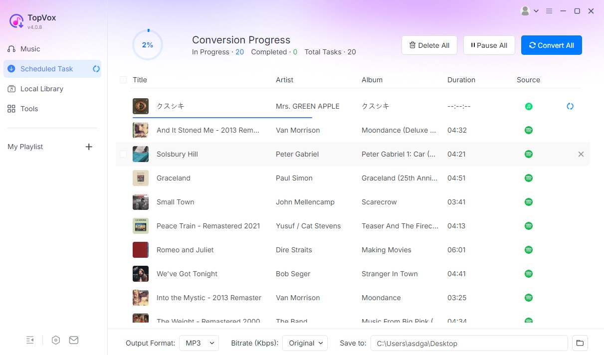 Convert All Line Music Songs