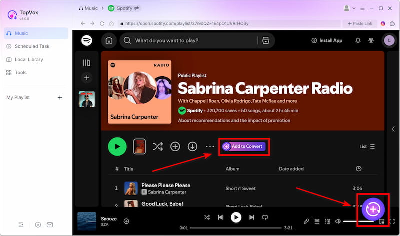 Add to Convert Spotify Playlist